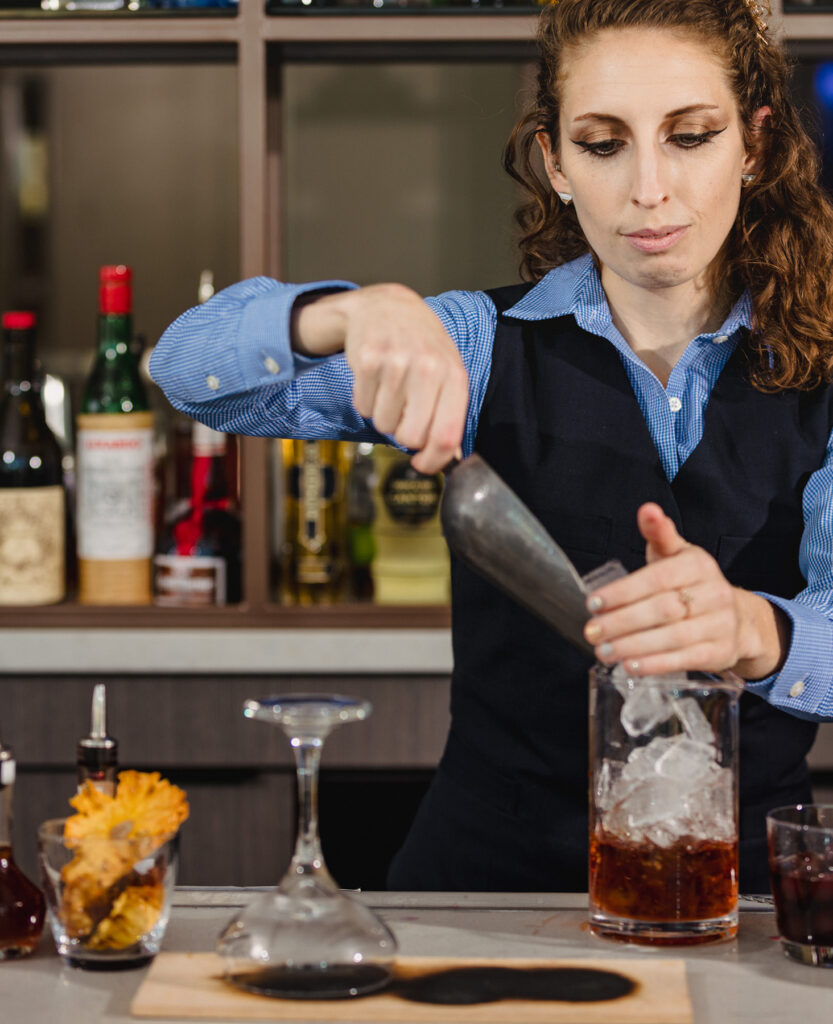Bartender making cocktail