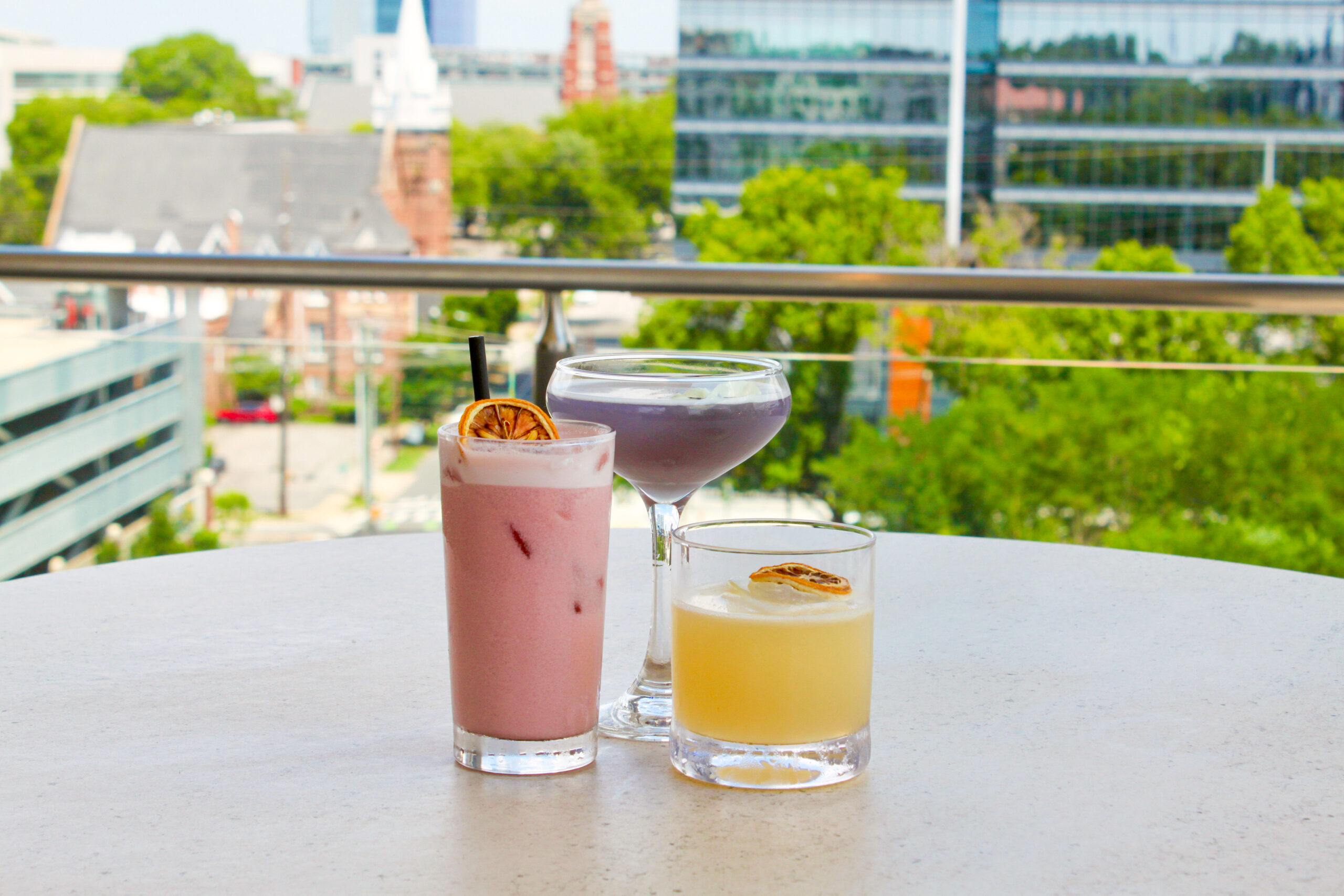 Mocktail glasses kept on table